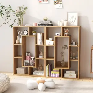 Costway 7-Cube Bookcase Wooden Storage Geometric Bookshelf Corner Decorative Display Shelf