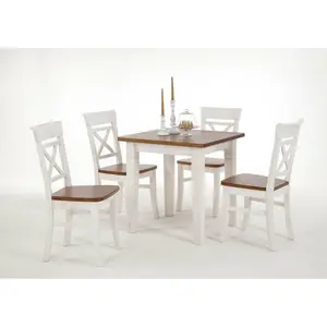 Pols Solid Wood Dining Table Stained and varnished white/Amber