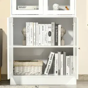 HOMCOM Modern Bookcase Display Storage Cabinet w/ Doors Adjustable Shelves