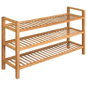 Shoe Rack with 3 Shelves 100x27x60 cm Solid Oak Wood