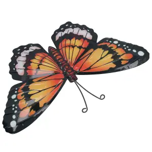 Medium Metal Orange Butterfly Wall Art Garden/Home Ornament 21.5 X 33.5CM