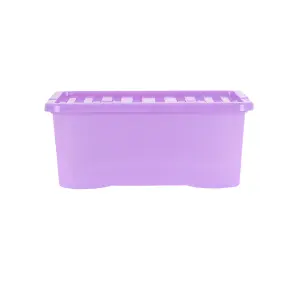 Wham Crystal Sparkle 4x 45L Plastic Storage Boxes with Lids Sparkle Lavender (Purple). Medium Size, Strong (Pack of 4, 45 Litre)