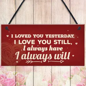 Red Ocean Love You Always Vintage Sign Valentines Anniversary Birthday Hanging Plaque Present Love Gift Special Present