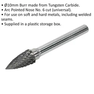 10mm Tungsten Carbide Rotary Burr Bit for Engraving and Milling