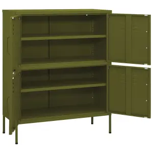 vidaXL Storage Cabinet Olive Green 80x35x101.5 cm Steel