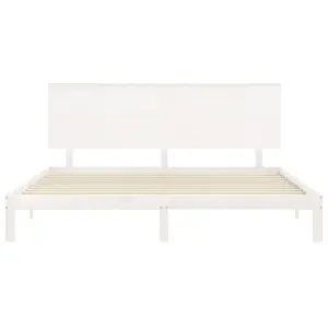 Berkfield Bed Frame with Headboard White 200x200 cm Solid Wood