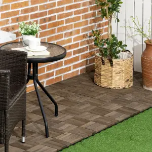 Outsunny 27 Pcs Wooden Interlocking Decking Tiles Charcoal Grey