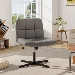 Costway Modern Criss Cross Chair PU Leather Upholstered Armless Cross Desk Chair