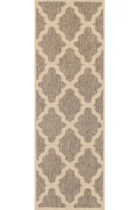 Modern Easy to Clean Anti-Slip Geometric Flatweave Grey Brown Rug for Dining Rug-160cm X 225cm