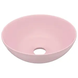 Berkfield Bathroom Sink Ceramic Matt Pink Round