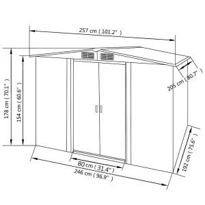 Berkfield Garden Storage Shed Green Metal 257x205x178 cm