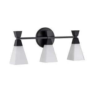 Luminosa Bowtie 3 Light Bathroom Wall Lamp, Matte Black IP44