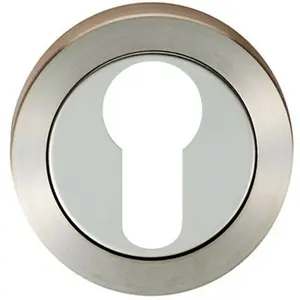 Round Euro Profile Escutcheon 52mm Dia Concealed Fix Bright Satin Steel