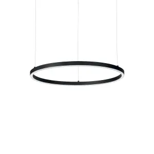 Luminosa Oracle Integrated LED Circle Ceiling Pendant Lamp 1 Light Black 3000K