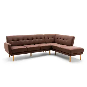 Donna 5 Seater Right Corner Chaise Sofa - Light Brown