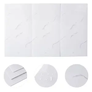 10PCS Marble Tile Stickers for Kitchen Bathroom Backsplash PVC Waterproof Oil Proof DIY Self Adhesive 60x30cm(White)