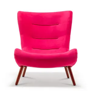 Velvet Pink Katia Accent Chair with Footstool