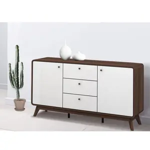 Justine 140Cm Wide 3 Drawer Sideboard Walnut/White