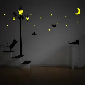 Glow in Dark Street Light Wall Sticker Home Decoration Mural Decal Paper Art Glow in Dark Stickers Stock Clearance