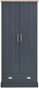 GFW Kendal 2 Door 1 Drawer Wardrobe Slate Blue