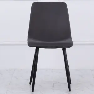 4Pcs Velvet Accent Chair Dining Chair with Metal Legs Dark Grey