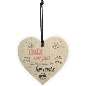 Red Ocean Cats Fur Coats Wooden Hanging Heart Home Plaque Friendship Plaque Cat Animal Lover