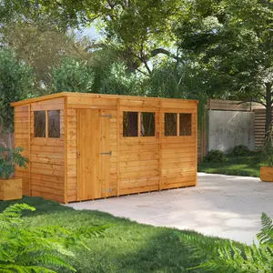 6.3 ft. W x 12.2 ft. D Solid Wood Overlap Pent Garden Shed