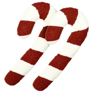 Set of 2 Cushions CANDY CANE 22 x 55 cm Striped Red