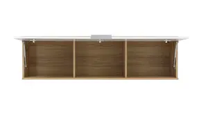 Wall Cabinet Unit Storage Bedroom Living Room White Gloss Oak Finish Modern Zele