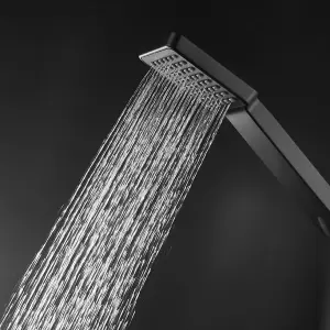 ENKI Enzo Matte Black Sqaure 2-Outlet Thermostatic Shower Head & Handheld Slim 200mm