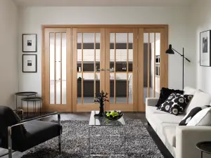 Internal Worcester Pair Oak Clear Flat Glass Door 1981 x 1372 x 40mm (54")