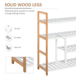 HOMCOM 4-Tier Shoe Rack Simple Home Storage w/ Wood Frame Boot Compartment Home