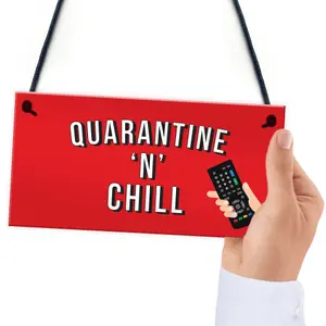 Red Ocean Quarantine And Chill Funny Novelty Quarantine Signs Birthday Gifts For Him Her Novelty Present