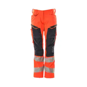 Mascot Accelerate Safe Ladies Diamond Fit Trousers with Kneepad Pockets (Hi-Vis Red/Navy)  (43.5) (Leg Length - Regular)