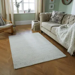 Handmade Luxurious Easy to Clean Modern Grey Wool Dotted Rug for Living Room & Bedroom-80cm X 150cm