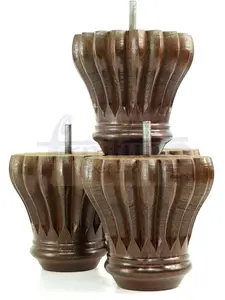 SET OF 4 REPLACEMENT FURNITURE BUN FEET ANTIQUE BROWN TURNED WOODEN LEGS 110mm HIGH M8 (8mm)