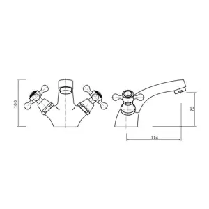 Nes Home Victorian Bath Taps & Basin Mono Mixer Tap Sets and Waste