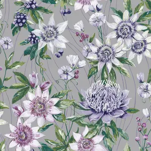 Amazonia Passiflora Silver Wallpaper Holden 91323