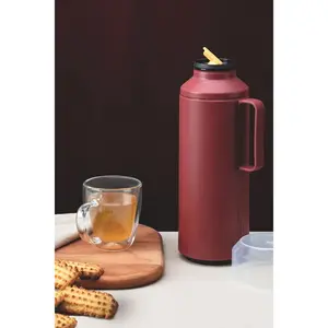 Tramontina 1L Thermal Flask with Cup Lid and Interior Glass Container Red