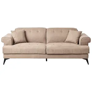 3 Seater Fabric Sofa Light Brown SKIVE