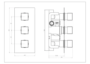 Keenware KBV-012 Malibu Concealed Two Outlet Shower Valve Wall Kit: Chrome