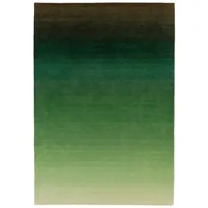 Green Wool Handmade Luxurious Modern Plain Rug For Living Room and Bedroom-120cm X 170cm