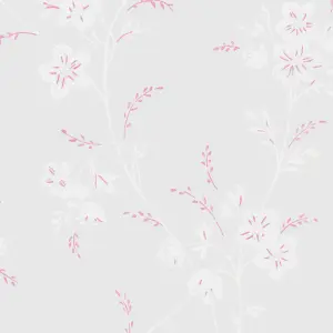 Laura Ashley Eva Sugared Grey Floral Smooth Wallpaper