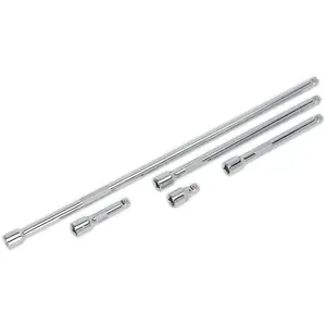 5 Piece Wobble Extension Bar Set - 3/8 Inch Drive with Knurled Grip and Socket Retainer