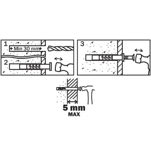 Diall PZ Countersunk Hammer fixing (Dia)5mm (L)30mm, Pack of 20