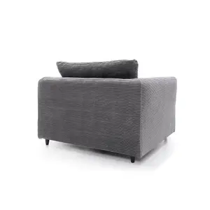 Jumbo Grey Cord Armchair for Living Room with Thick Luxury Deep Filled Cushioning