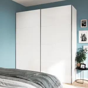 Atomia White High gloss 2 door Sliding Wardrobe Door kit (H)2250mm (W)2000mm