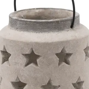 Hill Interiors Bloomville Stone Star Candle Lantern Stone (23cm x 18cm x 18cm)