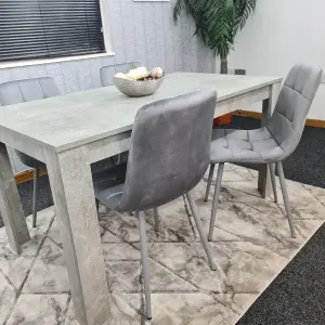 Dining Table Set Of 4 Kitchen Dining Table and 4 Grey Tufted Velvet Chairs