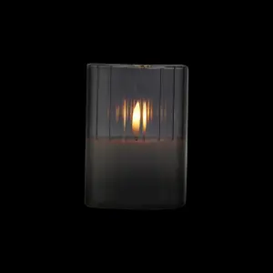 URBNLIVING 10cm Height LED Candle in Grey Pillar Glass Jar Realistic Flickering Table Decor Ornament